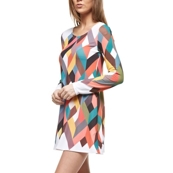 NEW 12PM by Mon Ami Chevron Retro Mod Print Dress - Picture 2 of 4